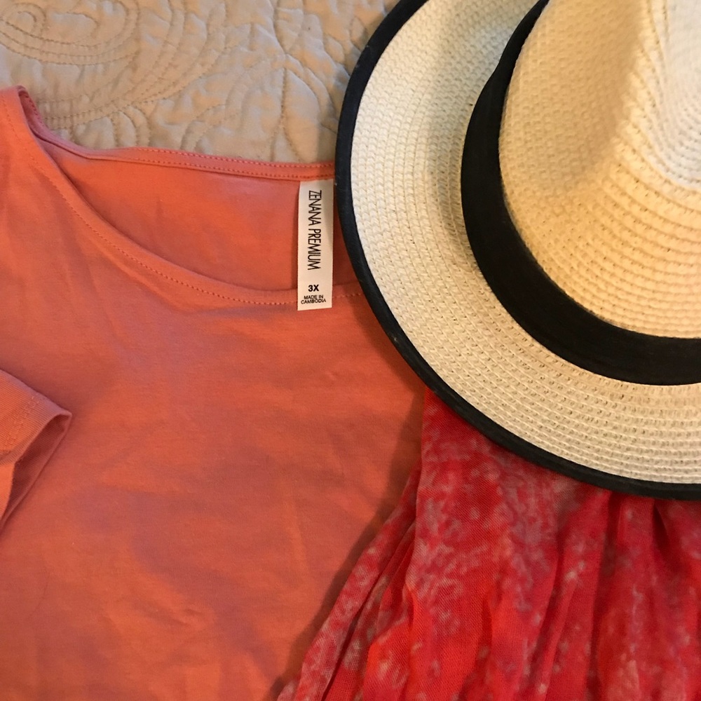 Coral cotton dress with pockets